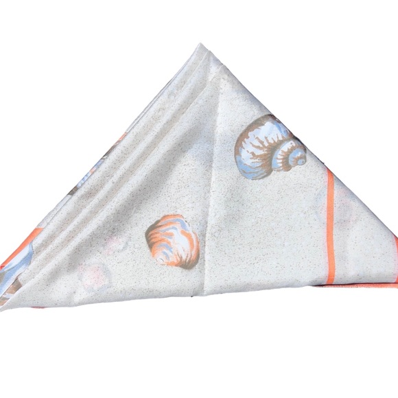 Vintage Avon Coral Peach And Tan Sheer Seashell Square Scarf - Picture 5 of 5